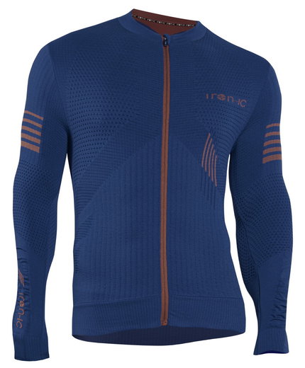 Iron-IC Bike Long Sleeve Performance Full Zip Dark Blue Men