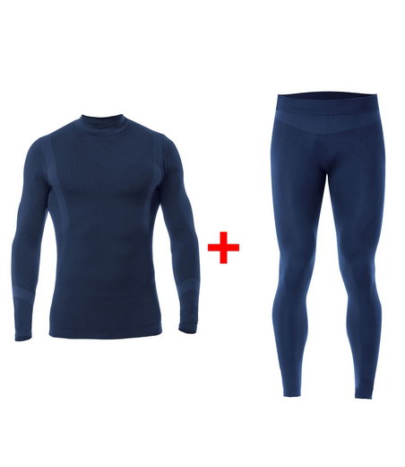Iron-IC Funktionsunterwäsche-Set (Hose + Langarmshirt) Thermic blau Herren
