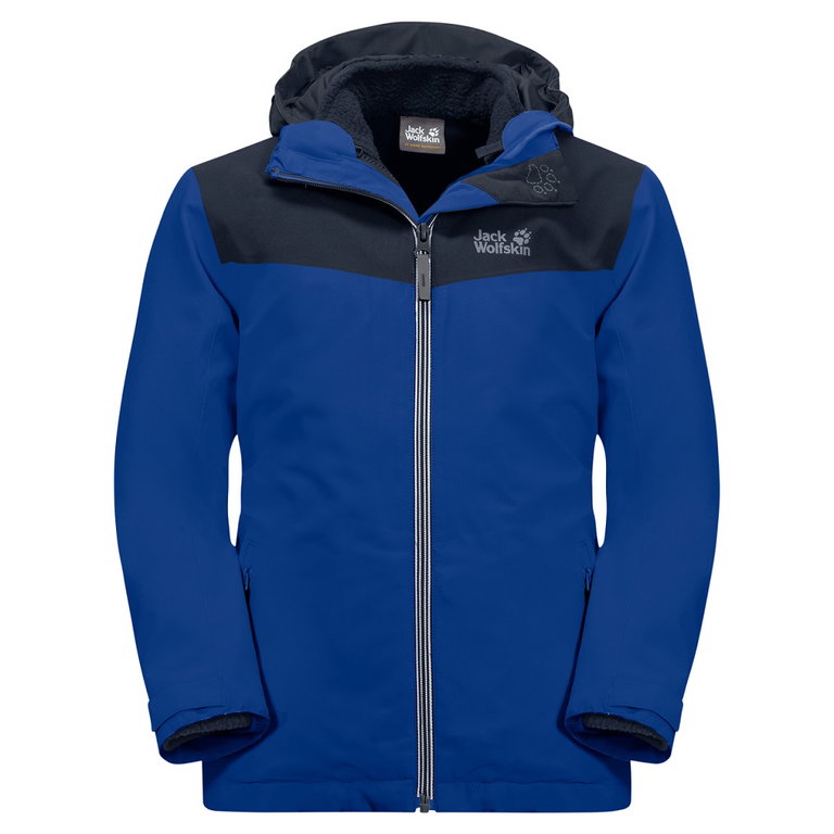 Jack Wolfskin Winterjacke Snowfrost 3in1 (wasser- und winddicht, warme Fleece-Innenjacke) blau Kinder
