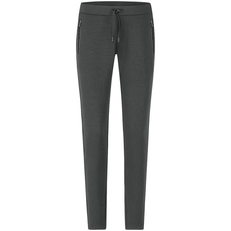 JAKO Jogginghose Pro Casual (elastisches Material, Seitentasche mit Reißverschluss) lang grau Damen
