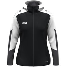 JAKO Hooded Jacket Dynamic (Polyester Fleece, Side Pockets with Zip) black/white/charcoal grey Ladies
