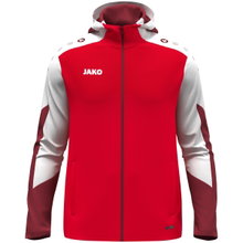 JAKO Hooded Jacket Dynamic (Polyester Interlock Fleece, Side Pockets with Zipper) red/white/dark red Men's