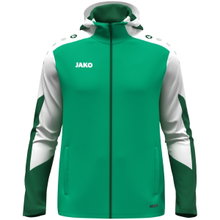 JAKO Hooded Jacket Dynamic (Polyester Interlock Fleece, Side Pockets with Zipper) green/white/dark green Children