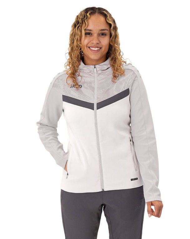 JAKO Kapuzenjacke Iconic (Polyester-Fleece, Seitentaschen mit Reißverschluss) weiss/grau/anthrazitgrau Damen