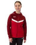 JAKO Kapuzenjacke Iconic (Polyester-Fleece, Seitentaschen mit Reißverschluss) rot/weinrot Damen