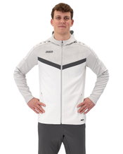 JAKO Iconic Hooded Jacket (Polyester Fleece, Side Pockets with Zip) white/light grey/charcoal grey Men's