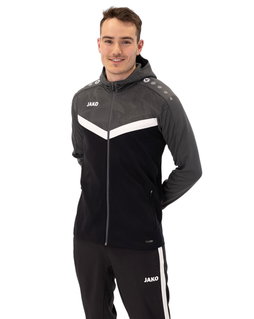 JAKO Kapuzenjacke Iconic (Polyester-Fleece, Seitentaschen mit Reißverschluss) schwarz/anthrazitgrau Herren