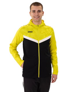 JAKO Kapuzenjacke Iconic (Polyester-Fleece, Seitentaschen mit Reißverschluss) schwarz/gelb Herren