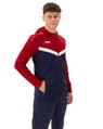 JAKO Kapuzenjacke Iconic (Polyester-Fleece, Seitentaschen mit Reißverschluss) marineblau/rot Herren