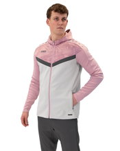 JAKO Iconic Hooded Jacket (Polyester Fleece, Side Pockets with Zipper) Light Grey/Pink/Charcoal Grey Men's