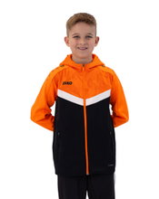 JAKO Hooded Jacket Iconic (Polyester Fleece, Side Pockets with Zip) black/neon orange Children