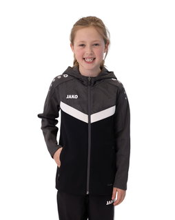 JAKO Kapuzenjacke Iconic (Polyester-Fleece, Seitentaschen mit Reißverschluss) schwarz/anthrazitgrau Kinder