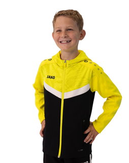 JAKO Kapuzenjacke Iconic (Polyester-Fleece, Seitentaschen mit Reißverschluss) schwarz/gelb Kinder