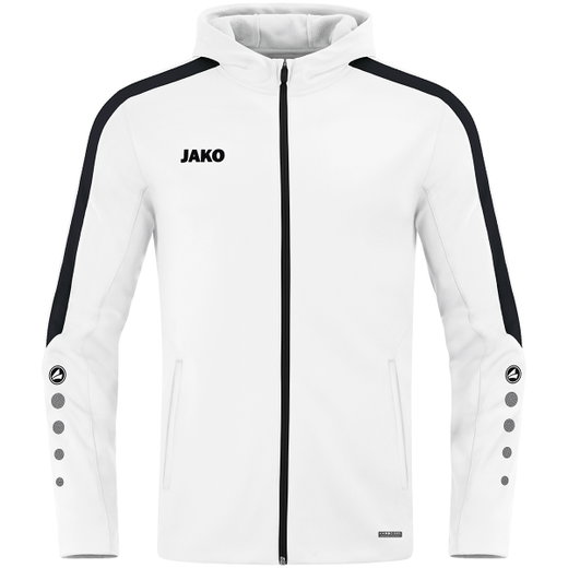 JAKO Kapuzenjacke Power (Polyester-Fleece, Seitentaschen mit Reißverschluss) weiss Kinder