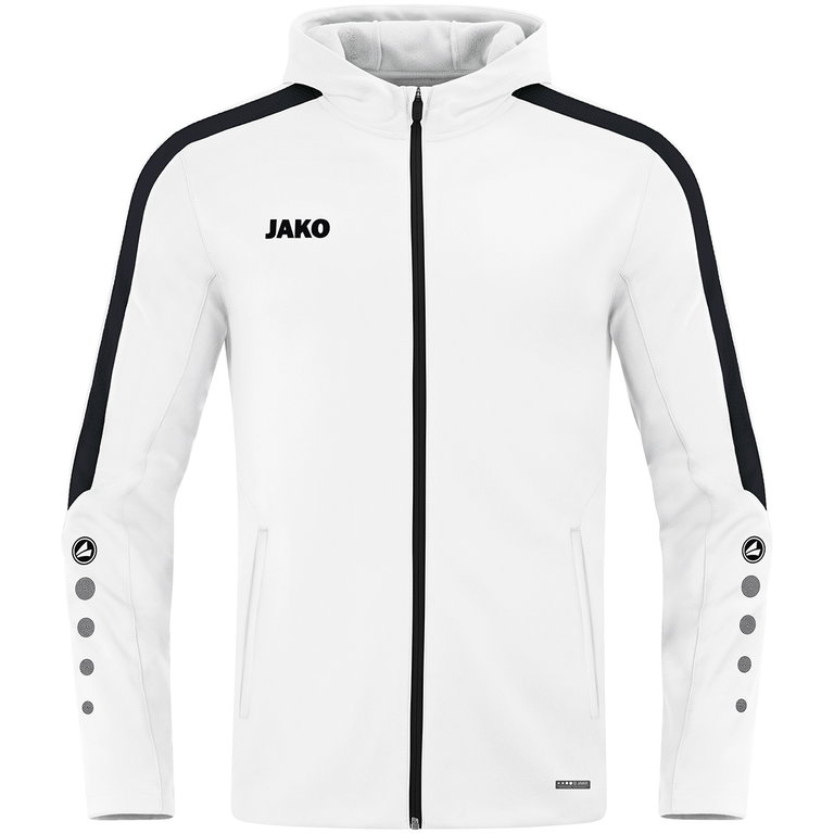 JAKO Kapuzenjacke Power (Polyester-Fleece, Seitentaschen mit Reißverschluss) weiss Herren