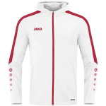 JAKO Kapuzenjacke Power (Polyester-Fleece, Seitentaschen mit Reißverschluss) weiss/rot Herren