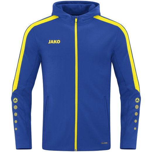 JAKO Kapuzenjacke Power (Polyester-Fleece, Seitentaschen mit Reißverschluss) royalblau/gelb Kinder