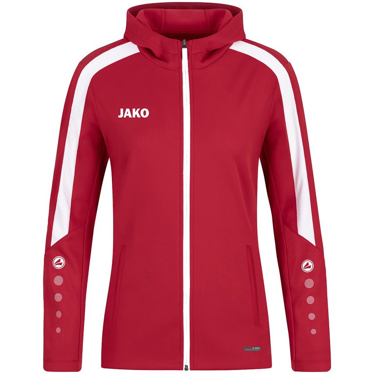 JAKO Kapuzenjacke Power (Polyester-Fleece, Seitentaschen mit Reißverschluss) rot Damen