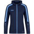 JAKO Kapuzenjacke Power (Polyester-Fleece, Seitentaschen mit Reißverschluss) marineblau/skyblau Damen
