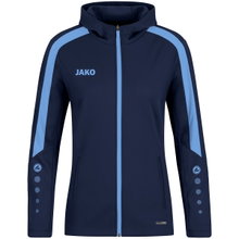 JAKO Hooded Jacket Power (Polyester Fleece, Side Pockets with Zip) Navy Blue/Sky Blue Women