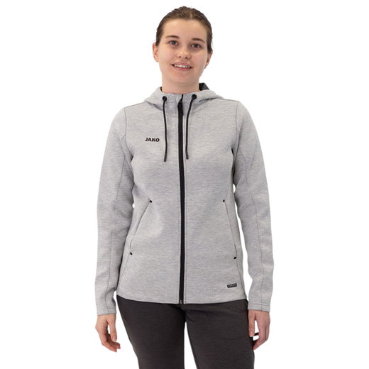 JAKO Kurtka z kapturem Premium Basics (Double-Tech-Knit) jasnoszara Damska