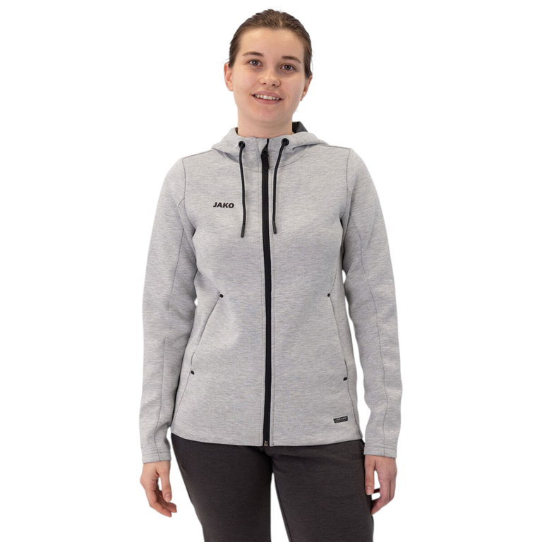 JAKO Kurtka z kapturem Premium Basics (Double-Tech-Knit) jasnoszara Damska