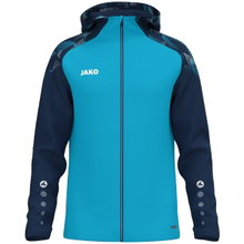JAKO Hooded Jacket Sonic (durable, soft feel) aqua blue/navy blue children