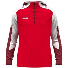 JAKO Hooded Sweatshirt with Half-Zip Dynamic (100% recycled Polyester) red/white/dark red Children
