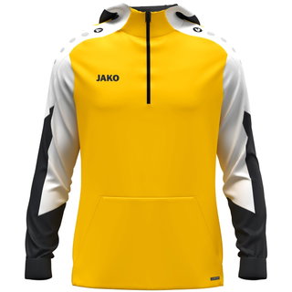 JAKO Kapuzenpullover mit Half-Zip Dynamic (100% rec. Polyester) gelb/weiss/schwarz Kinder