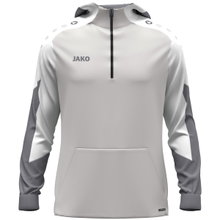 JAKO Hooded Sweatshirt with Half-Zip Dynamic (100% recycled Polyester) light grey/white/grey Children