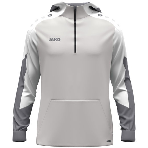 JAKO Kapuzenpullover mit Half-Zip Dynamic (100% rec. Polyester) hellgrau/weiss/grau Kinder