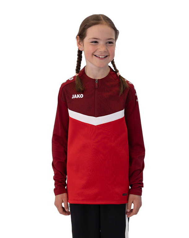 JAKO Langarmshirt Ziptop Iconic (angenehmer Tragekomfort) rot/weinrot Kinder