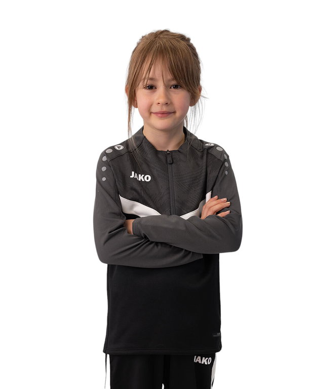 JAKO Langarmshirt Ziptop Iconic (angenehmer Tragekomfort) schwarz/anthrazitgrau Kinder