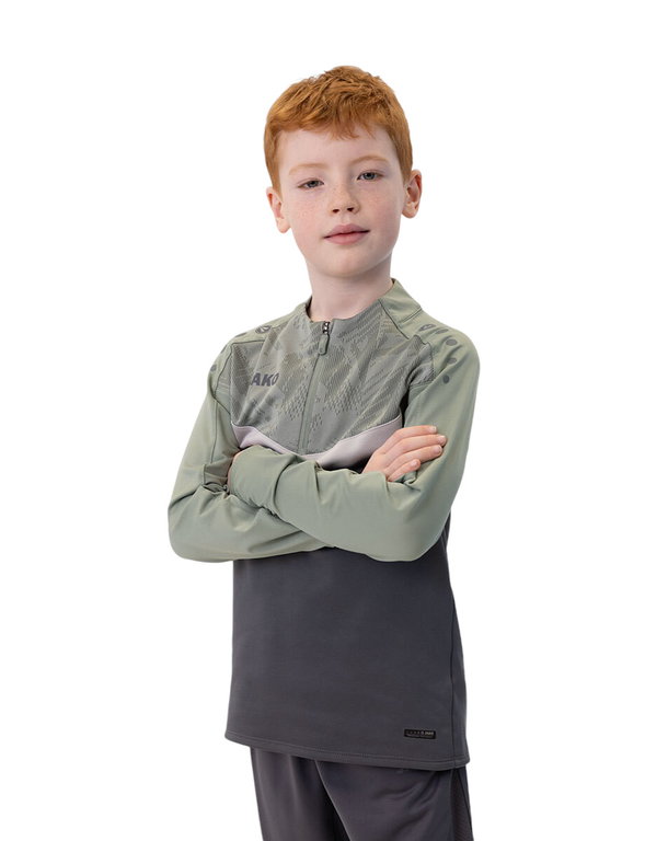 JAKO Langarmshirt Ziptop Iconic (angenehmer Tragekomfort) anthrazitgrau/mintgrün Kinder