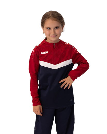 JAKO Langarmshirt Ziptop Iconic (angenehmer Tragekomfort) marineblau/rot Kinder
