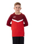 JAKO Sport-Langarmshirt Sweat Iconic (Polyester-Stretch-Fleece) rot/weinrot Kinder