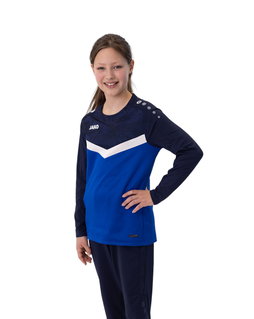 JAKO Sport-Langarmshirt Sweat Iconic (Polyester-Stretch-Fleece) royalblau/marineblau Kinder