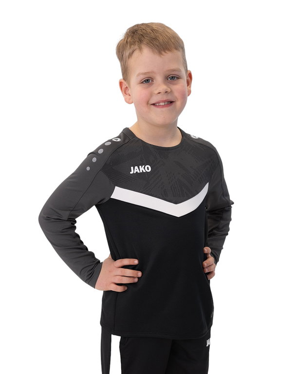 JAKO Sport-Langarmshirt Sweat Iconic (Polyester-Stretch-Fleece) schwarz/anthrazitgrau Kinder