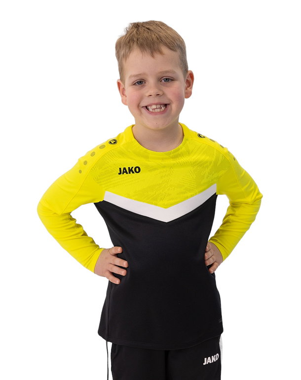 JAKO Sport-Langarmshirt Sweat Iconic (Polyester-Stretch-Fleece) schwarz/gelb Kinder