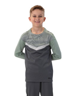 JAKO Sport-Langarmshirt Sweat Iconic (Polyester-Stretch-Fleece) anthrazitgrau/mintgrün Kinder