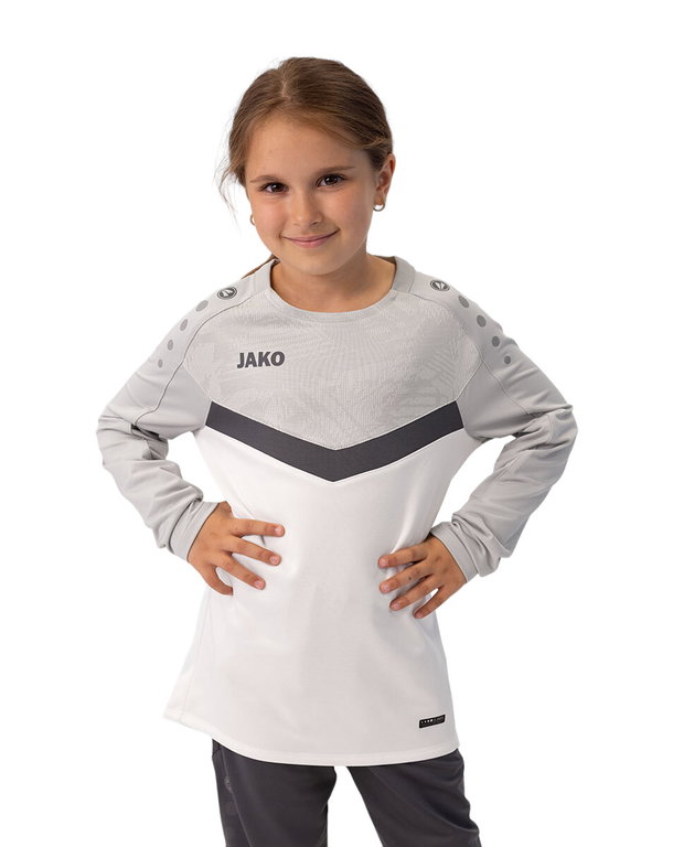 JAKO Sport-Langarmshirt Sweat Iconic (Polyester-Stretch-Fleece) weiss/grau/anthrazitgrau Kinder