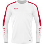 JAKO Sport Long Sleeve Sweat Power (recycled Polyester, high freedom of movement) white/red Kids