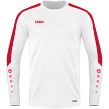 JAKO Sport-Langarmshirt Sweat Power (rec. Polyester, hohe Bewegungsfreiheit) weiss/rot Kinder