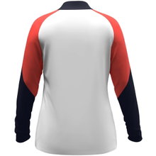 JAKO Long Sleeve Zip Top Dynamic (recycled polyester, elastic material) white/coral red/navy blue ladies