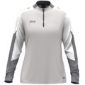 JAKO Langarmshirt Ziptop Dynamic (rec. Polyester, elastisches Material) hellgrau/weiss/grau Damen