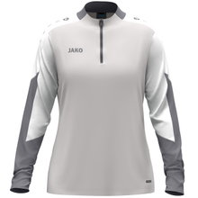 JAKO Long Sleeve Zip Top Dynamic (recycled polyester, elastic material) light grey/white/grey ladies