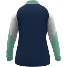 JAKO Long Sleeve Zip Top Dynamic (recycled polyester, elastic material) navy blue/white/mint green ladies