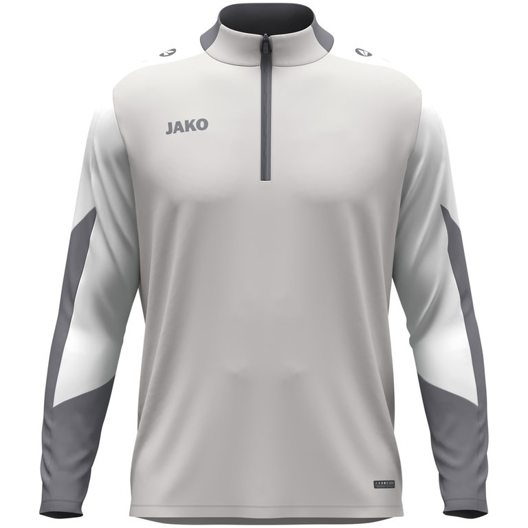 JAKO Long Sleeve Zip Top Dynamic (recycled polyester, elastic material) light grey/white/grey men's