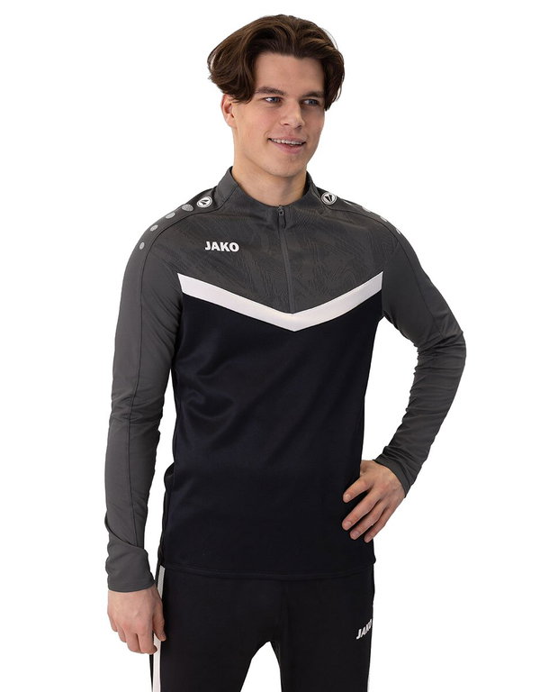 JAKO Langarmshirt Ziptop Iconic (angenehmer Tragekomfort) schwarz/anthrazitgrau Herren