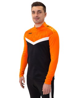 JAKO Langarmshirt Ziptop Iconic (angenehmer Tragekomfort) schwarz/neonorange Herren